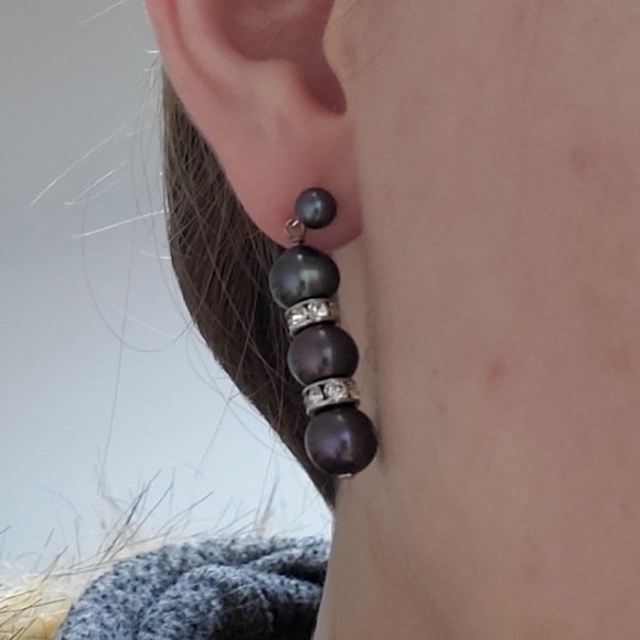 Vintage 925 silver pearl earrings - Picture 5 of 5